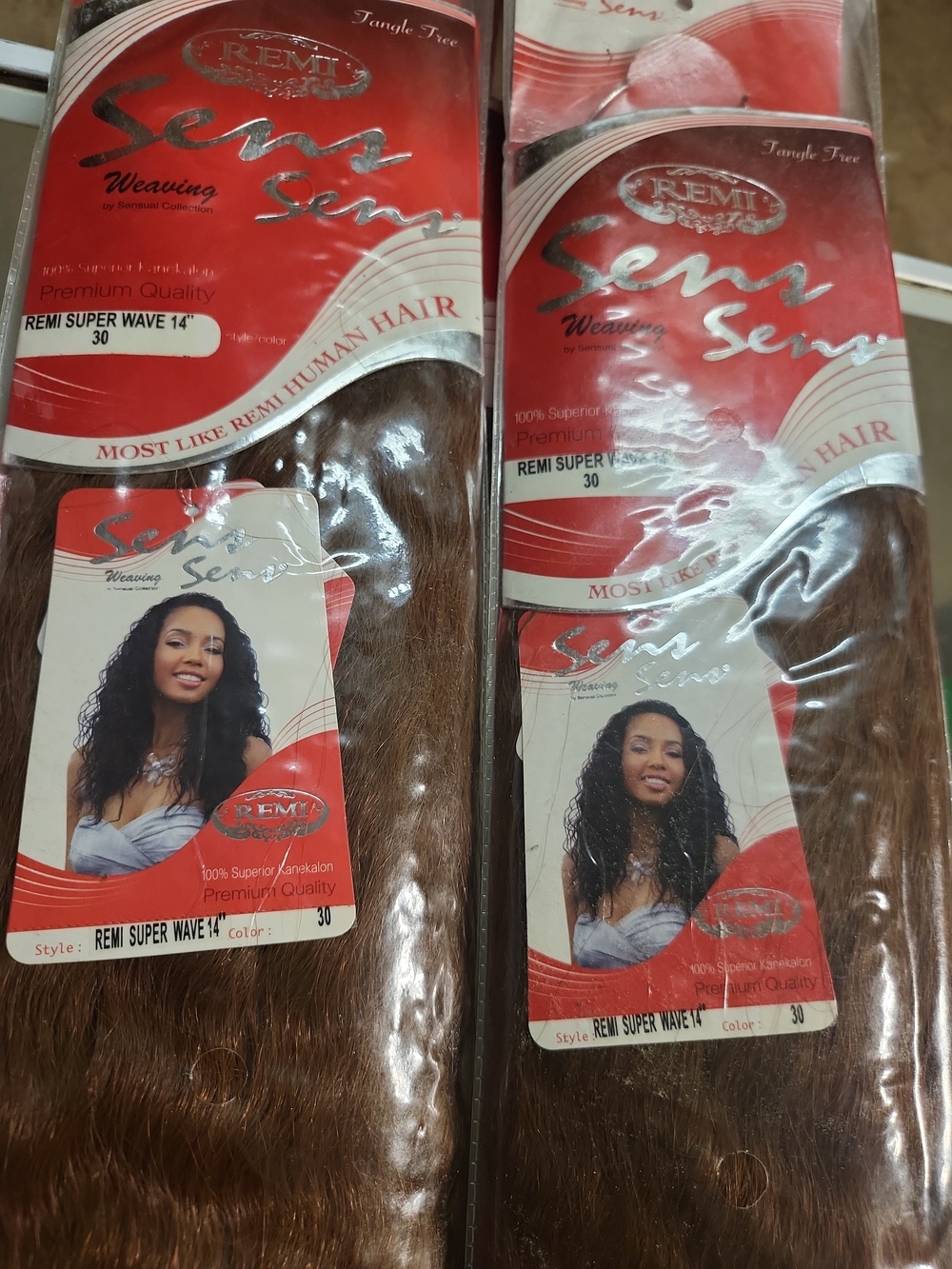 2pks Remi Super Wave 14" Weaving Hair - Color 30 (Brown)and 27/613